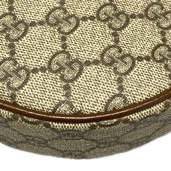 Auth GUCCI GG Half Moon Shape Mini Bag 726843 Beige Dark Brown PVC Leather - Picture 3 of 16